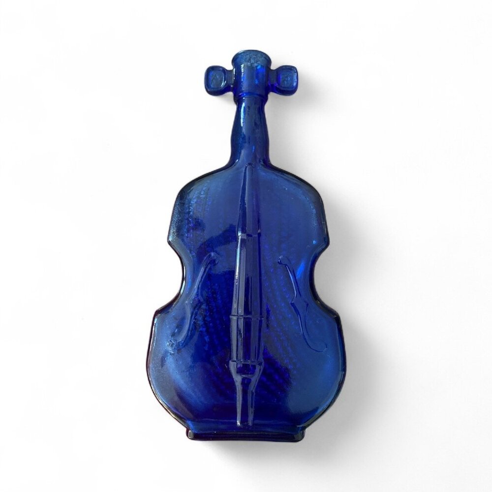 Vintage Cobalt Blue Violin Bottle-Mid-20th century-